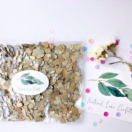 Eco-friendly confetti, heart shaped eucalyptus gum leaf, bulk bag, biodegradable leaves, 15 small handfuls, 60g