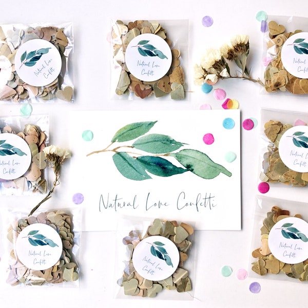 Natural eco-friendly confetti biodegradable heart shaped eucalyptus gum leaf 60grams, #weddingconfetti - 15 individually packaged bags