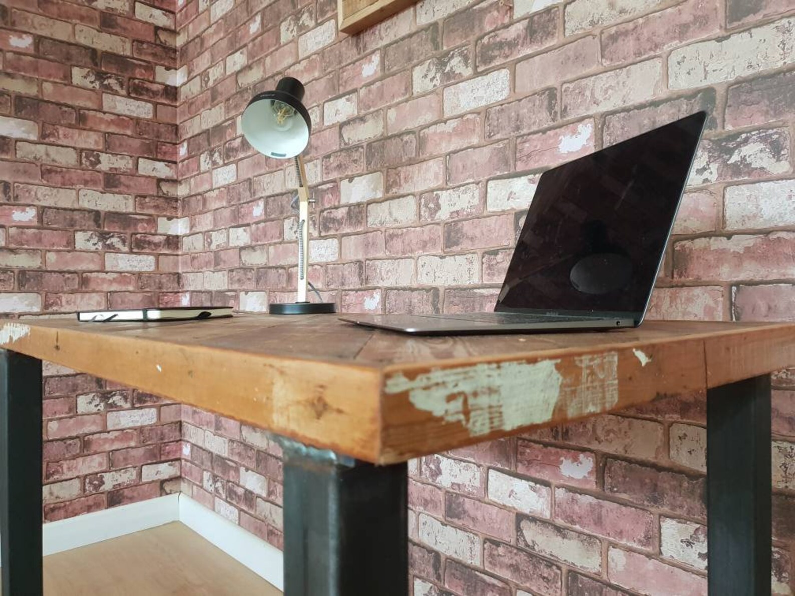 Reclaimed Wood Computer Desk With Steel Box Section 50mm Legs Etsy