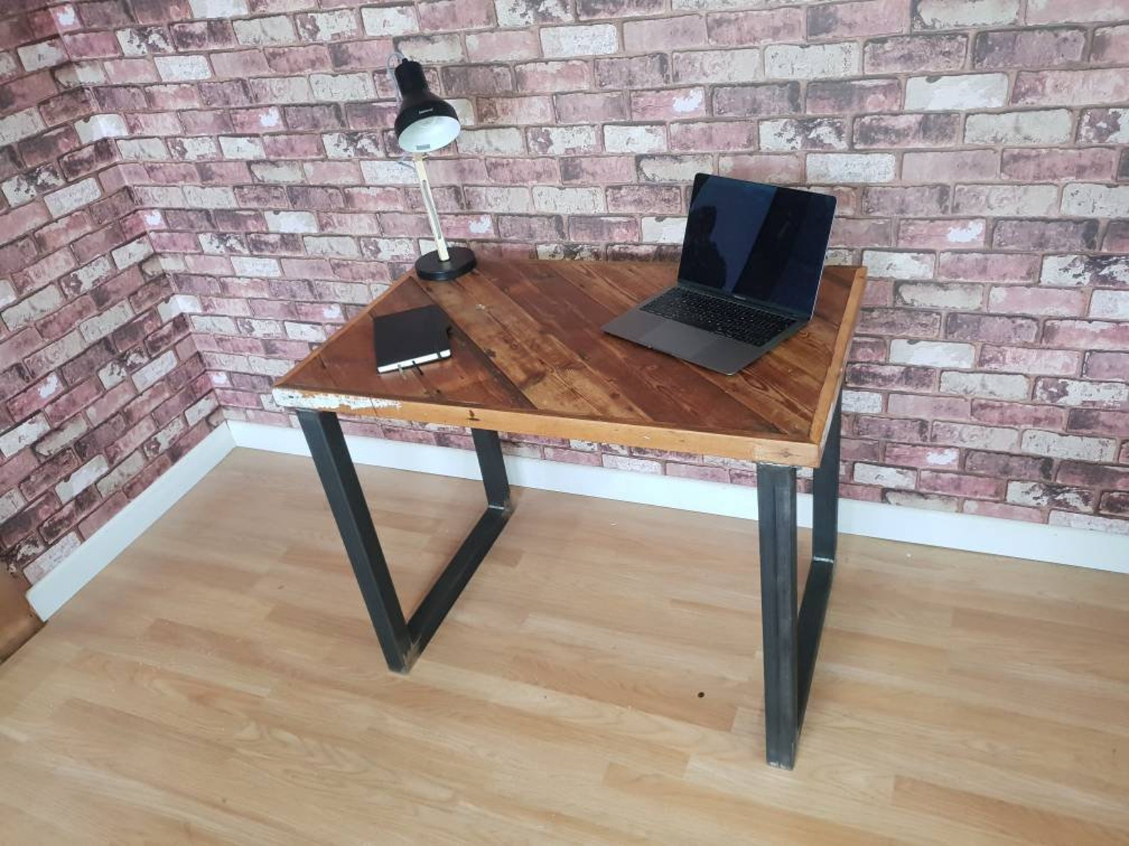 Reclaimed Wood Computer Desk With Steel Box Section 50mm Legs Etsy UK