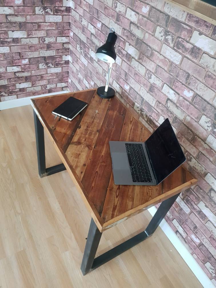 Reclaimed Wood Computer Desk With Steel Box Section 50mm Legs Etsy UK