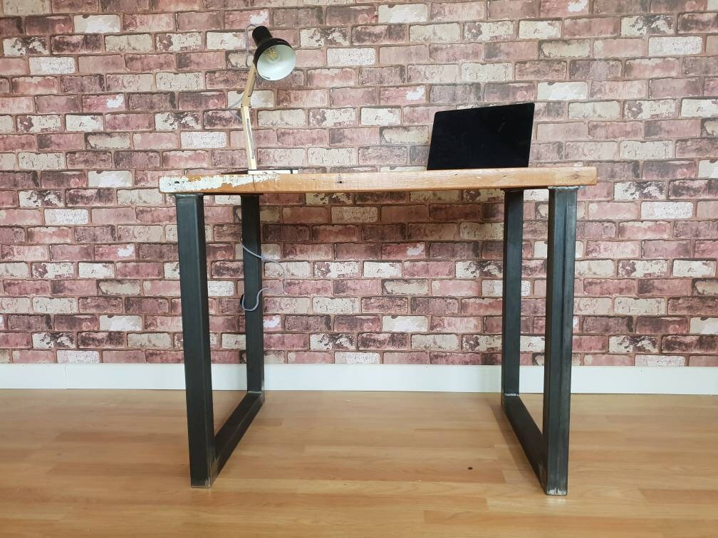 Reclaimed Wood Computer Desk With Steel Box Section 50mm Legs Etsy UK