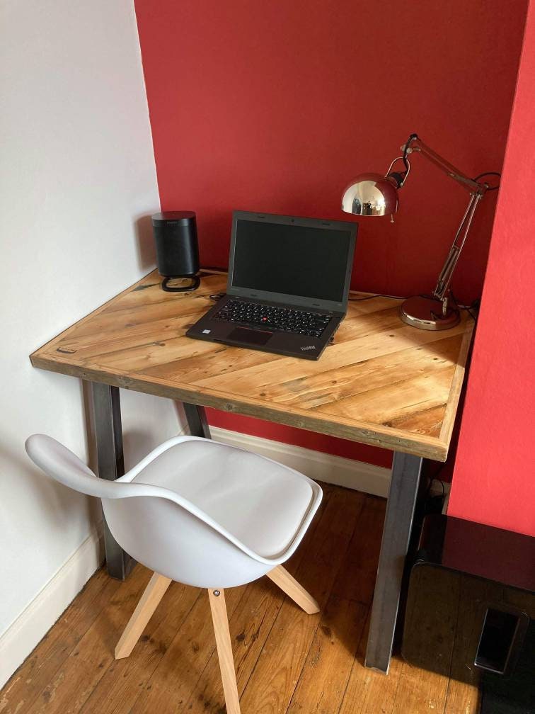 Reclaimed Wood Computer Desk With Steel Box Section 50mm Legs Etsy UK