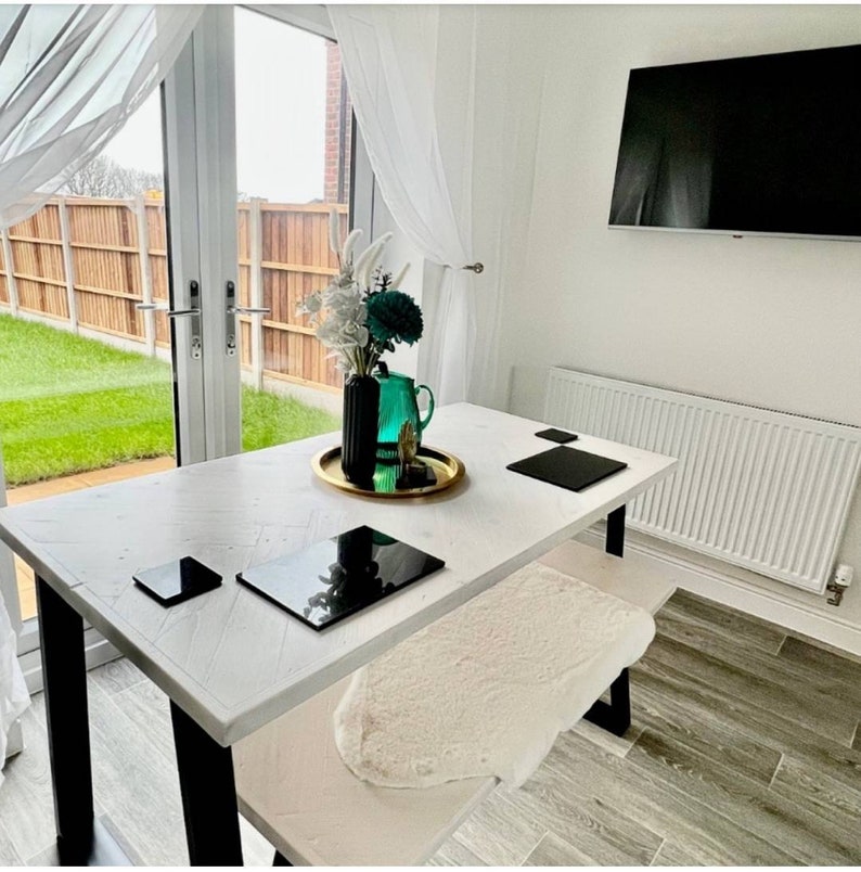 Herringbone Style. Reclaimed Wood Dining Table. Kitchen Table. Etsy