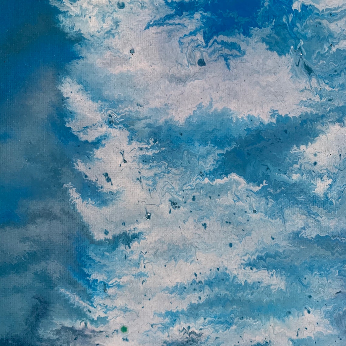 Sky Blue Paint Pour Cloud Artwork Blue Sky Painting Hand Etsy