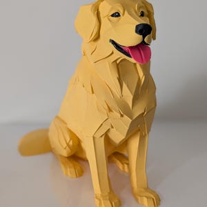 Golden Retriever Figurine, Modern PLA Decor with Soft Fur Texture image 4