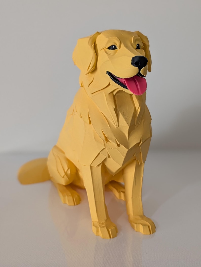 Golden Retriever Figurine, Modern PLA Decor with Soft Fur Texture image 4