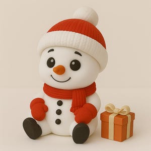 Cute 3D Printed Snowman Figurine | Chubby Cartoon Snowman Christmas Decor | Winter Miniature Ornament | Holiday Shelf Decor Gift