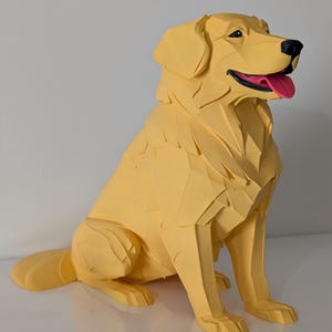 Golden Retriever Figurine, Modern PLA Decor with Soft Fur Texture image 3