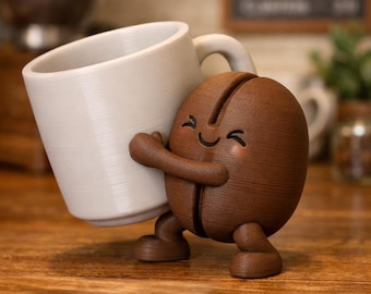 Bonita figura de grano de café impresa en 3D: divertida decoración de café para escritorio o estantería, regalo de barista, decoración de oficina para amantes del café.