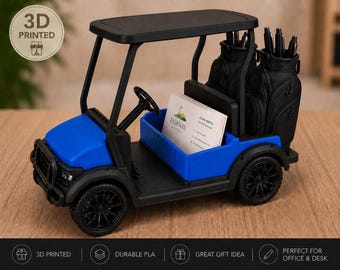 Tarjetero impreso en 3D para carrito de golf, organizador de escritorio para golf, regalo para amantes del golf, decoración de escritorio de oficina, portalápices