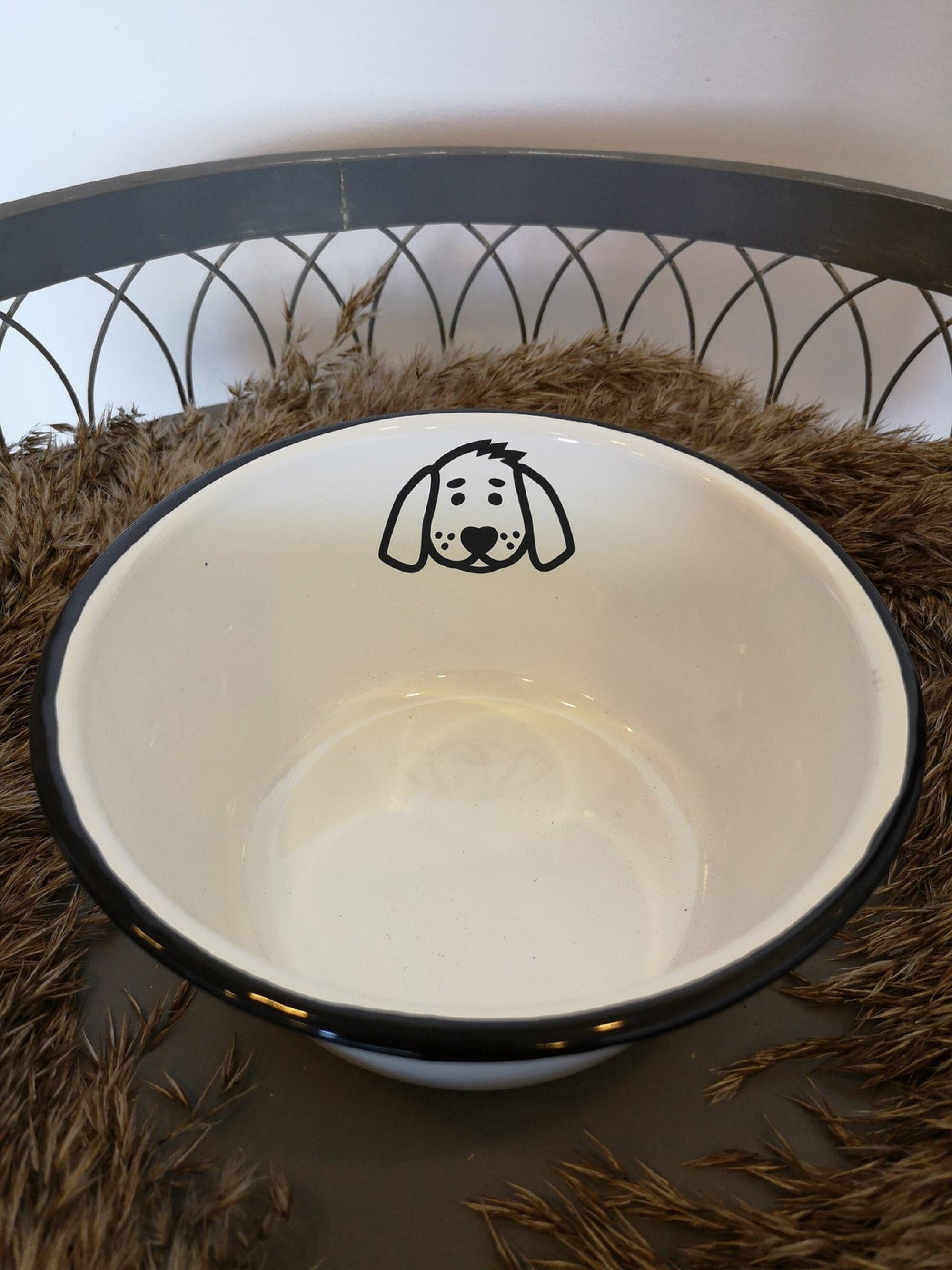 Food bowl from enamel for dogs vintage shabby feeding Etsy