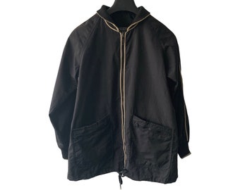 Vintage black windbreaker jacket with beige detail