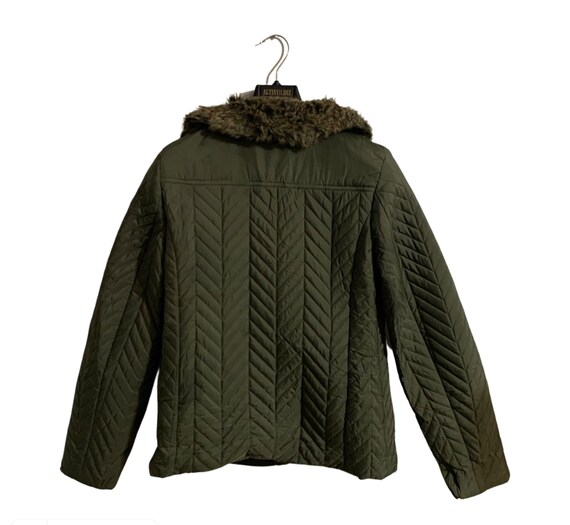 Green puffer jacket with furry detail Gem