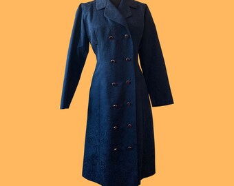 Vintage classy suit dress - dark blue brocade