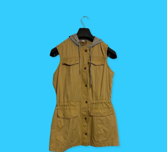 Vintage hooded vest mustard yellow Gem