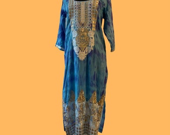 Vintage ethnic tunic with gold embroidery