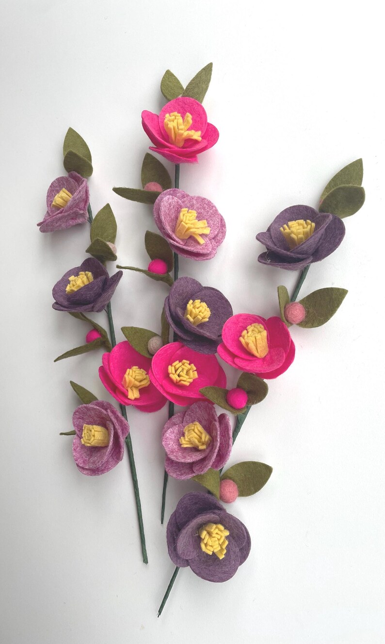 Handmade Felt Flower Stems, Floral Bouquet, 30cm High image 6