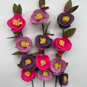 Handmade Felt Flower Stems, Floral Bouquet, 30cm High image 1