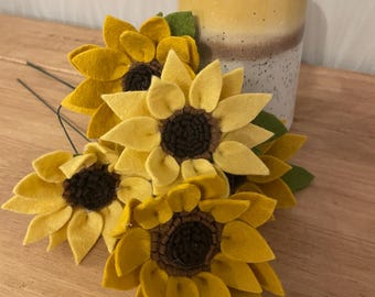 Handmade Felt Sunflower Bouquet, Floral Home Decor