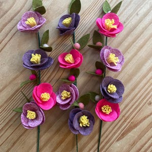 Handmade Felt Flower Stems, Floral Bouquet, 30cm High image 8