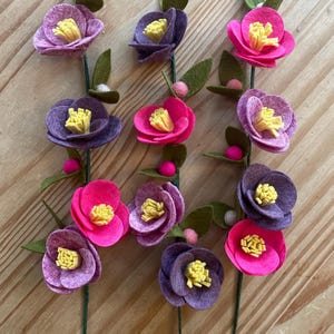 Handmade Felt Flower Stems, Floral Bouquet, 30cm High image 2