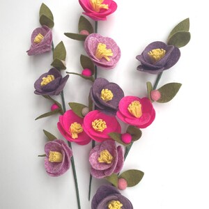 Handmade Felt Flower Stems, Floral Bouquet, 30cm High image 3