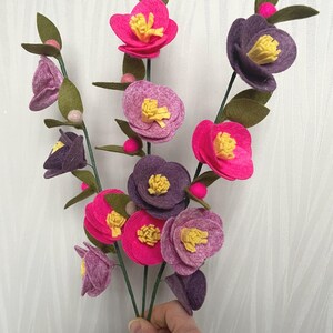 Handmade Felt Flower Stems, Floral Bouquet, 30cm High image 7