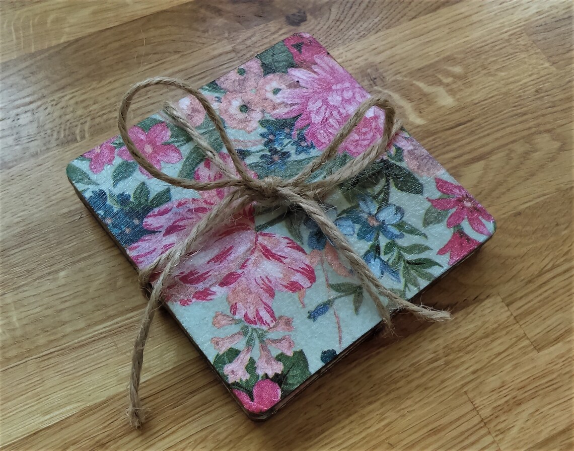 Beautiful Handmade Decoupage Coasters. Set of 4. Many colours Etsy