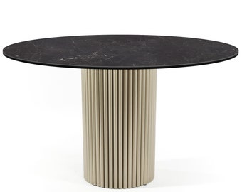 Round Ceramic Table with Gray Base Kossano