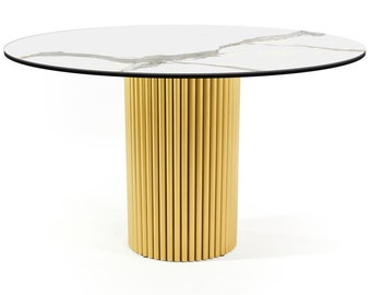 Round Ceramic Table with Golden Legs Kossano
