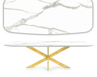 Dining table made of ceramic with gold table base Spider