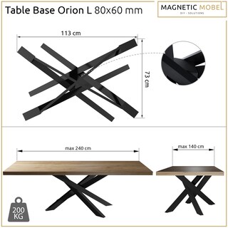 Magnetic Mobel Telaio Tavolo Spider Design A Croce - Acciaio Bianco, Portata 200kg