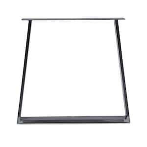 Könnte beinhalten: Schwarze Tischbeine aus Metall in Trapezform. Die Beine sind so konzipiert, dass sie eine Tischplatte tragen.