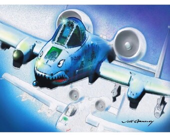 A-10 サンダーボルト II 水彩画：ミリタリー航空アート（デジタル