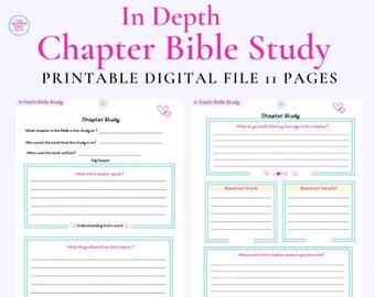 IN DEPTH BIBLE Study/Chapter Study/Bible Notes/ Journal/Printable Journal