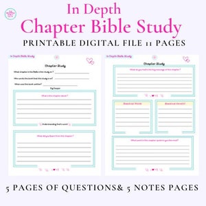 IN DEPTH BIBLE Study/Chapter Study/Bible Notes/ Journal/Printable Journal