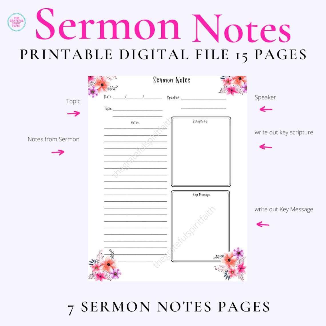 Printable Sermon Notes/ Bible Study/ Scripture Study Printable | Etsy