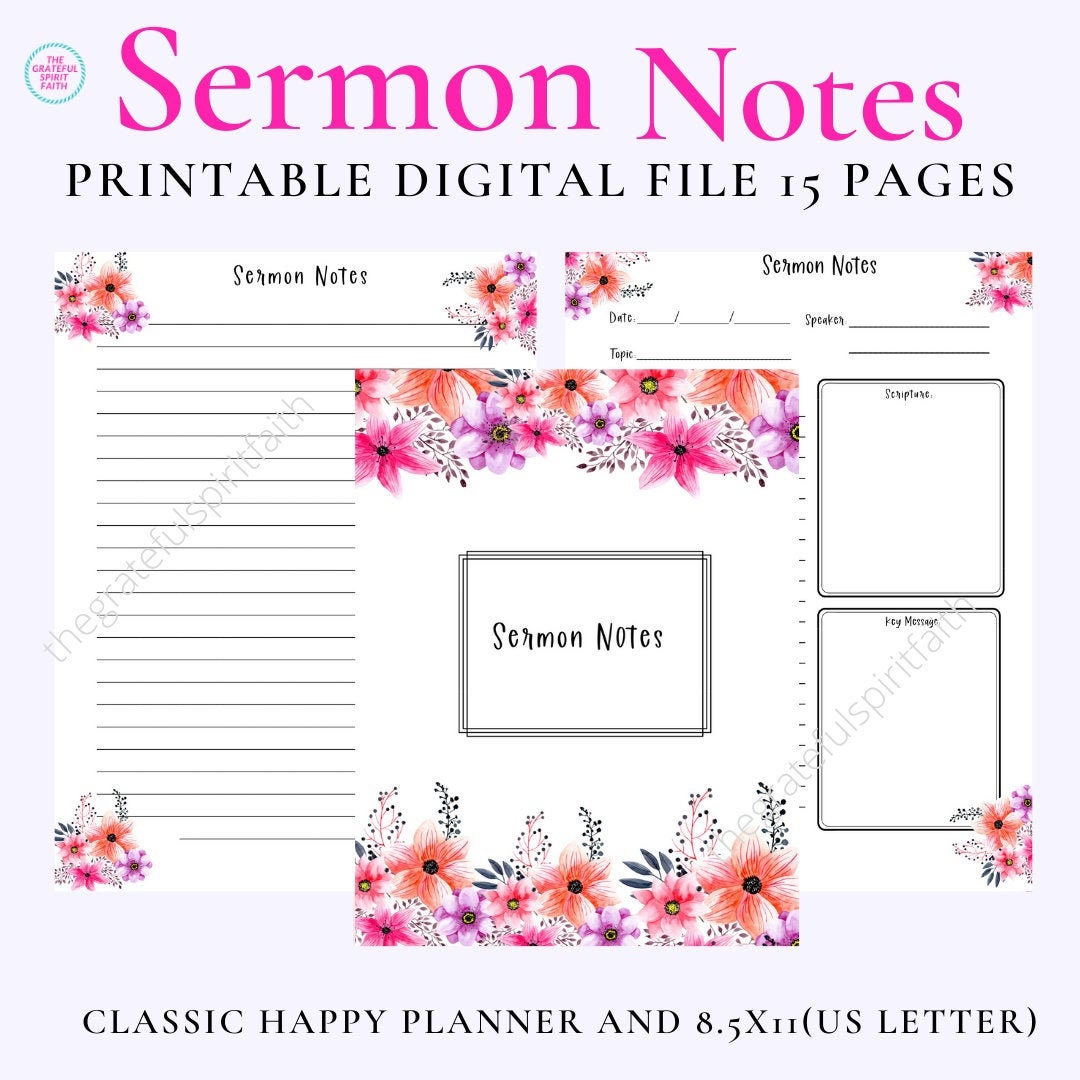 Scripture Notes. Printable Printable Sermon Notes/ Bible Study/ Scripture Study Printable / Bible ...