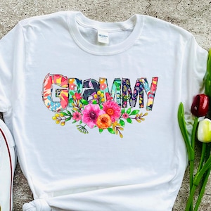 Grammy Shirt, Gift for Grandma, Grammy T-Shirt, Personalized Grandma Gift, Personalized Grandmother Shirt, Floral Nana, Grammy, Mimi Shirt