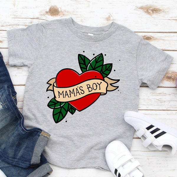 Mama's Boy Tattoo Heart Shirt, Boy Valentine Shirt, Kids Valentine Outfit, Personalized Valentine Boy Shirts, Boy Gift Shirt