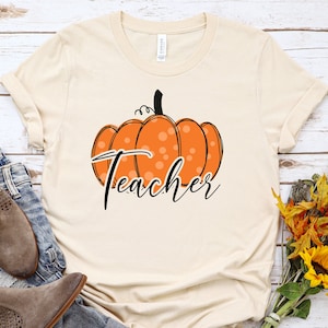 Teacher Pumpkin Shirt, Teacher Fall T-shirts, Teacher Personalized Shirt, Custom Teacher T-shirt, Teacher Gift Shirt