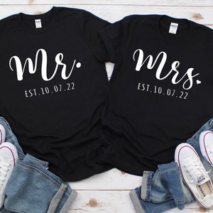 Mr Mrs Personalized Shirts, Custom Wedding Anniversary T-shirts, Personalized Couple Anniversary Shirts, Anniversary Matching Shirts