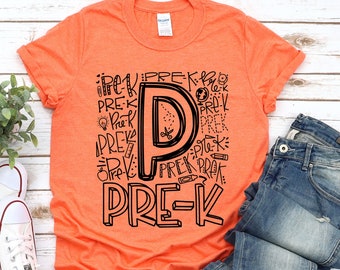 Pre-K Shirt, Elementary Teacher Shirt, Kindergarten, Preschool, 1st Grade, Custom Teacher Shirt, Teacher Gift, Personalized Typography