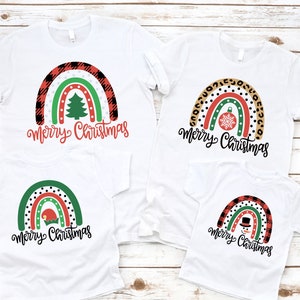 Christmas Family Shirts, Family Matching Tshirts, Christmas Rainbow Family Shirts, Christmas Outfit, Christmas Family Shirts