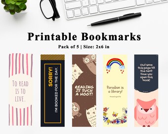 Printable Bookmarks, Watercolour Bookmarks, Set of 4 Printable Bookmark Quotes, Book Lover Gift, Bookstagram Bookmarks, Bookishly Ever After