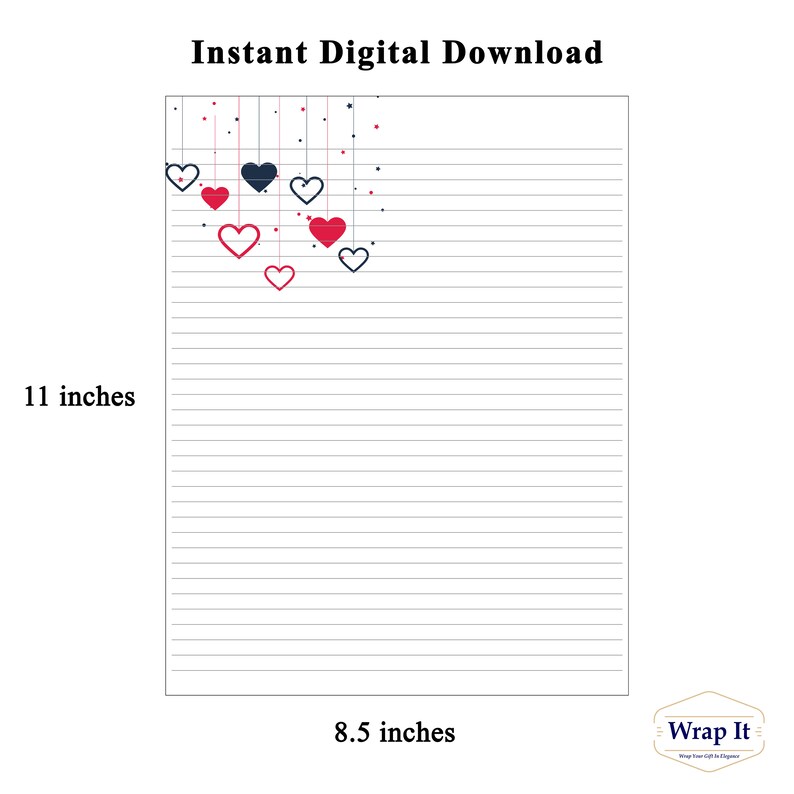 Wrap It Printable lined letter writing sheet Ruled love letter paper