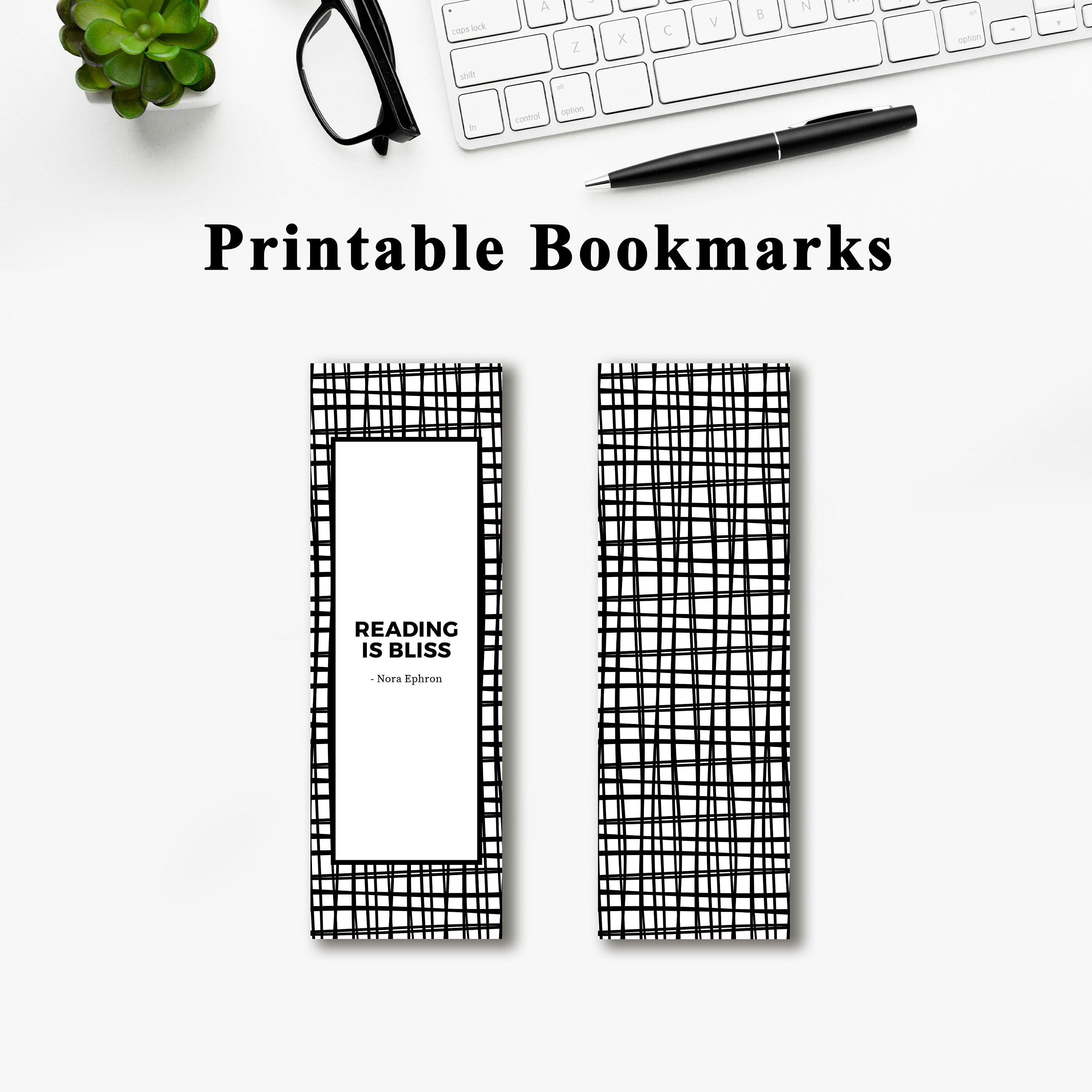 printable bookmarks set of 2 printable black and white etsy