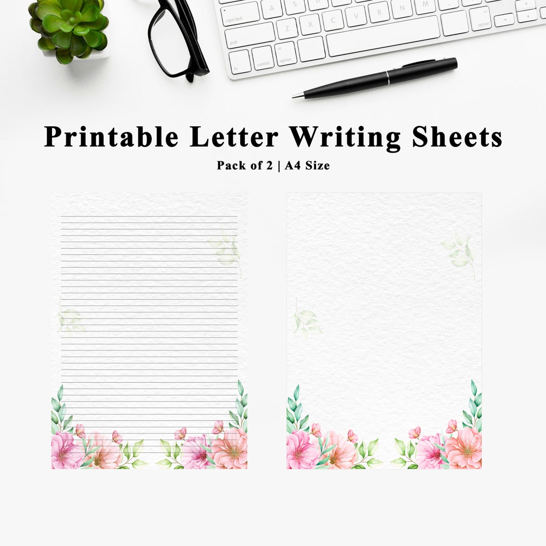 Printable JW Letter Writing Sheet | Floral Lined A4 Ruled Paper ...