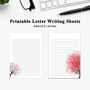 Printable Pack of 4 Letter Writing Sheet | A4 Letter Paper | Lined Stationary Paper
